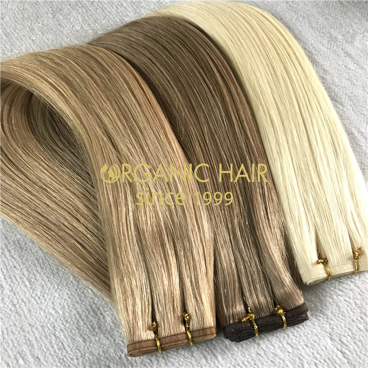 Customized color human full cuticle hair falt wefts X214